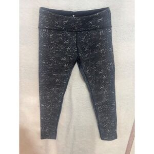 Tuff Athletics Womens Black Patterned Cropped Leggings Activewear Size M‎